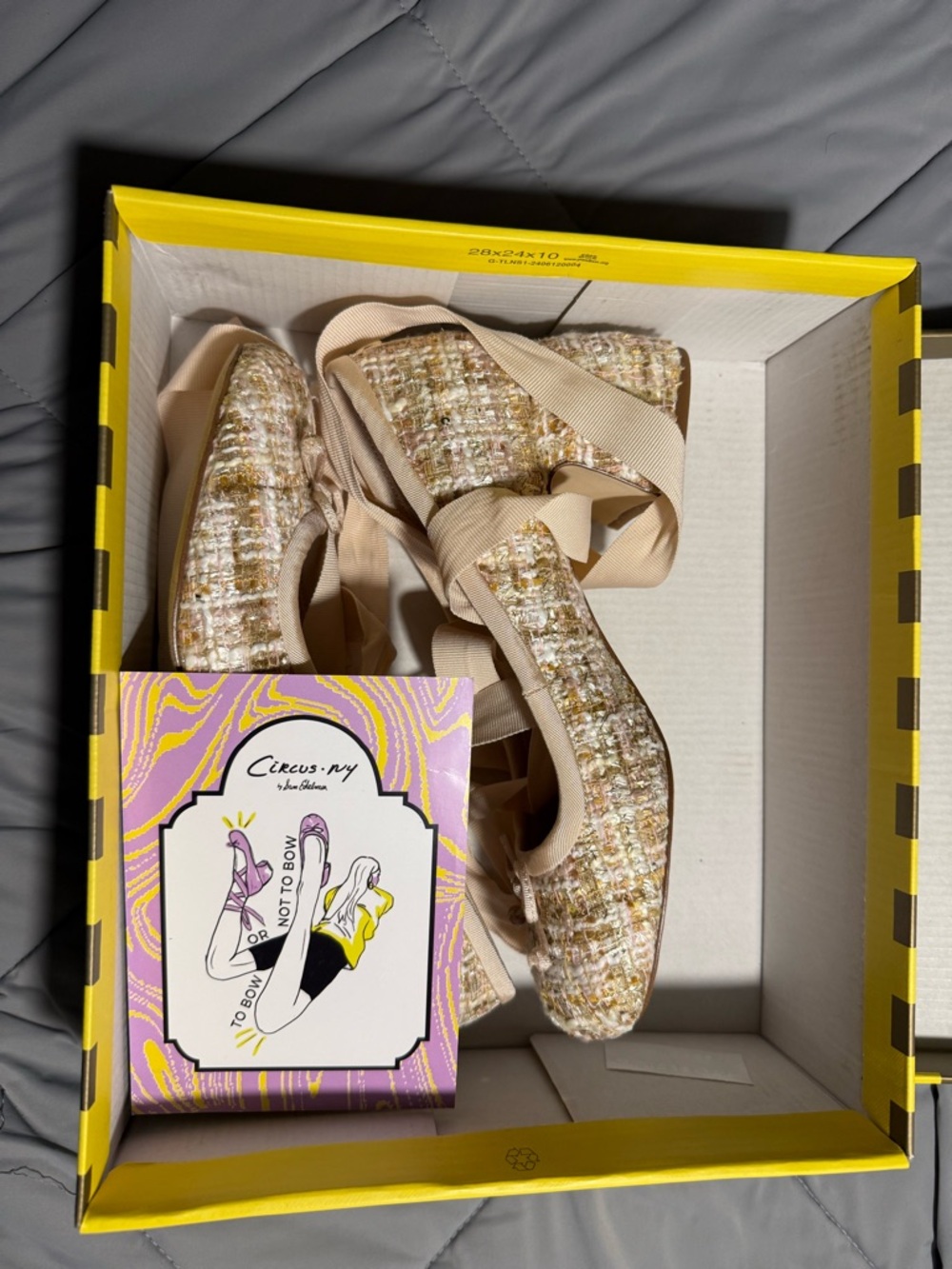Circus by Sam Edelman Tweed Ballet Flats with Ribbon Ties - Beige Multi